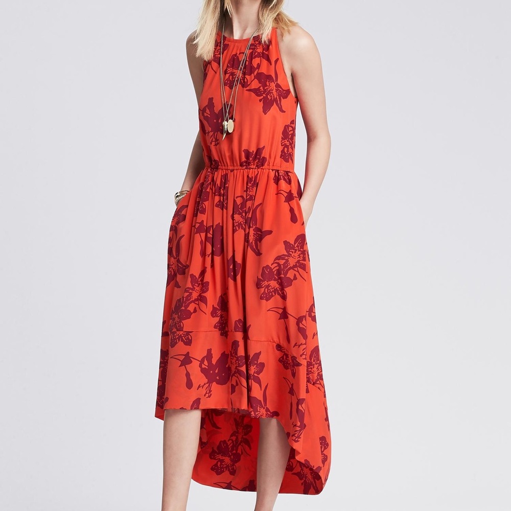 Banana Republic Silk Floral Hi-Lo Dress